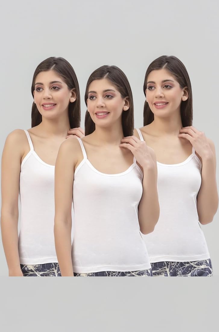 Buy HAP White Girls Cotton Camisole/Spaghetti top/Slip/Inner