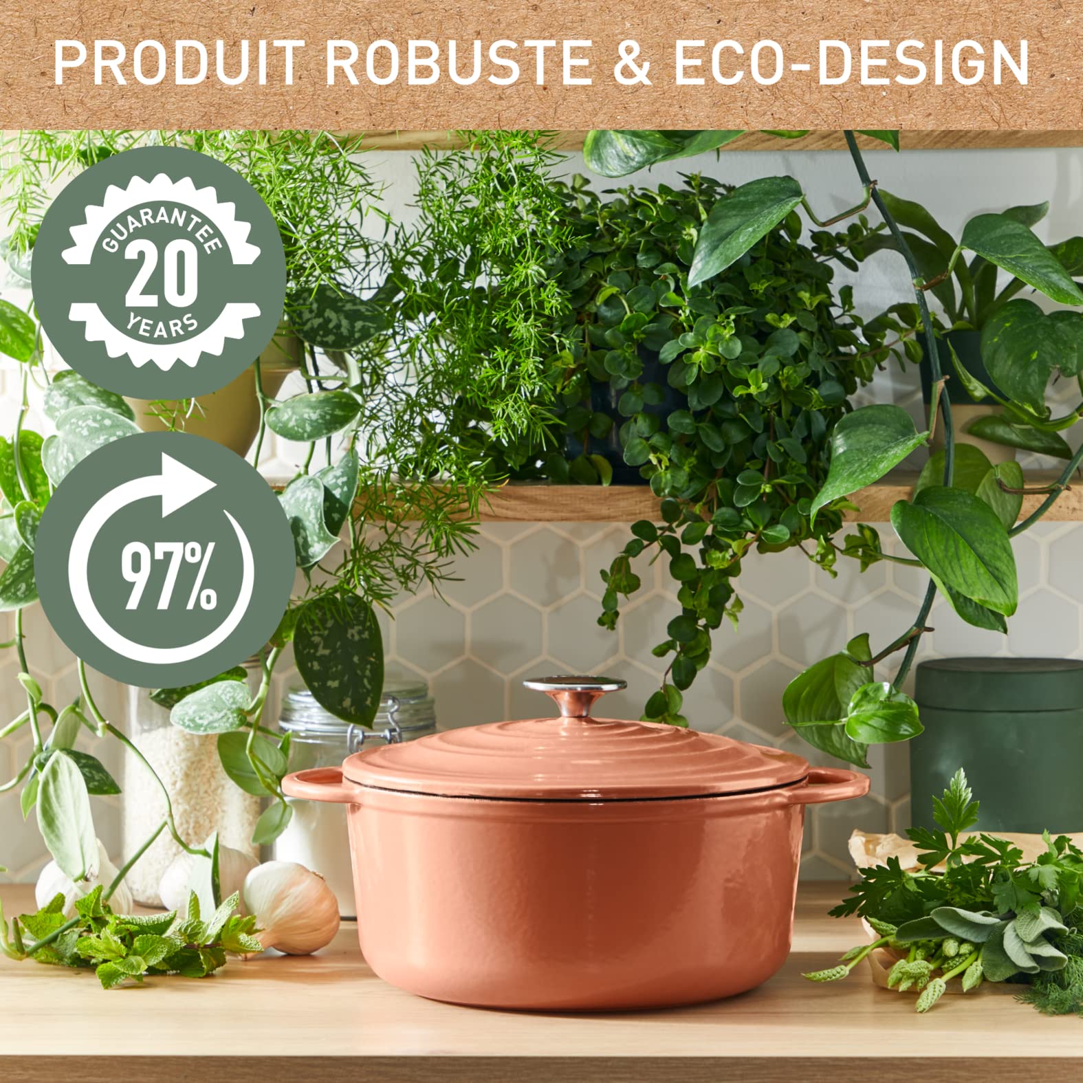 Tefal E26006 LOV owalna brytfanna 34 cm, z odzyskanego żeliwa, optymalne magazynowanie ciepła, do wszystkich rodzajów kuchenek, nadaje się do kuchenek indukcyjnych, nadaje się do piekarnika do 250°C,