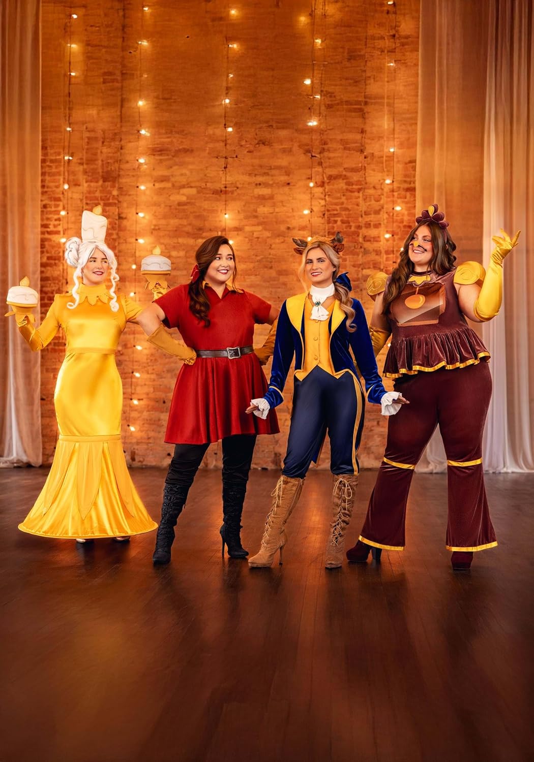 Disney Beauty and the Beast Women's Beast Costume - Blue and Gold Tailcoat with Pants and Accessories