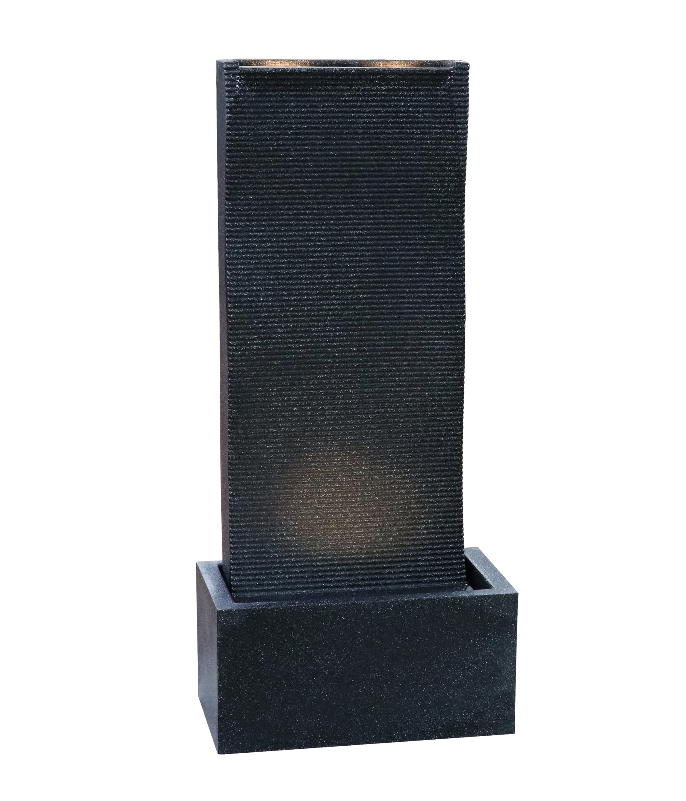 Dehner Gartenbrunnen Altero, schwarz, 49 x 107 x 26.5 cm | mit LED Beleuchtung, frostbeständig, solarfähiger Brunnen für Außen, Polyethylen