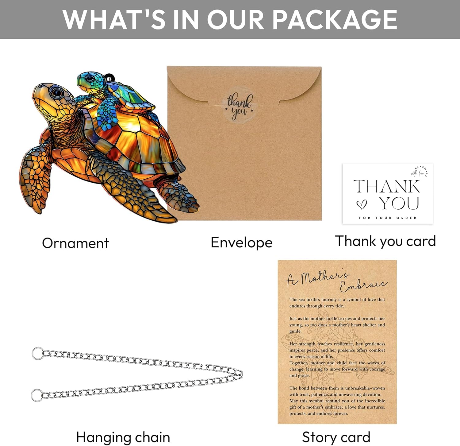 Sea Turtle Acrylic Suncatcher Ornament with Story Card, Sea Turtle Gifts for Women, Beach Gifts for Women, Beach Christmas Ornaments for Tree, White Elephant Presents for Friendship (Motherhood) - Image 7