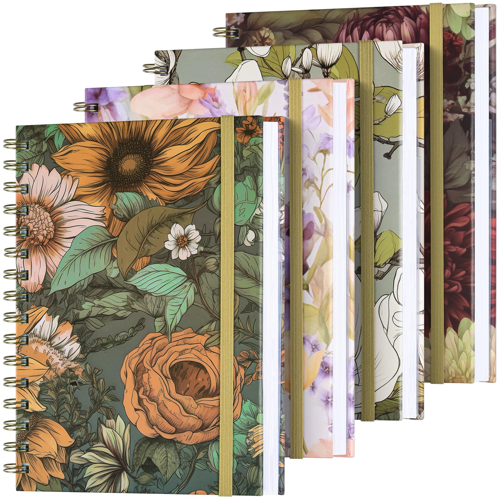 OMEYASpiral Notebook, 4 Pack A5 Lined Journal for Women, Hardcover Spiral Journal with 2 Pockets, College Ruled Notebooks, Cute Notebook for Office, School Supplies, Gifts (160 Pages, 6.3" x 8.46")