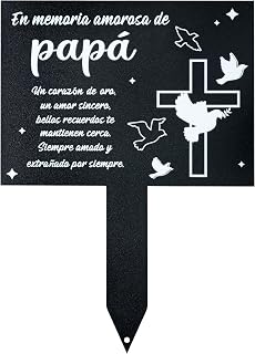 BUoonyer Spanish Cemetery Decorations for Grave - Spanish Papa Metal Memorial Grave Markers, Cross Garden Sympathy Plaque Stake for Dad, Father Remembrance Graveside Burial Decor Sign for Outdoor Yard
