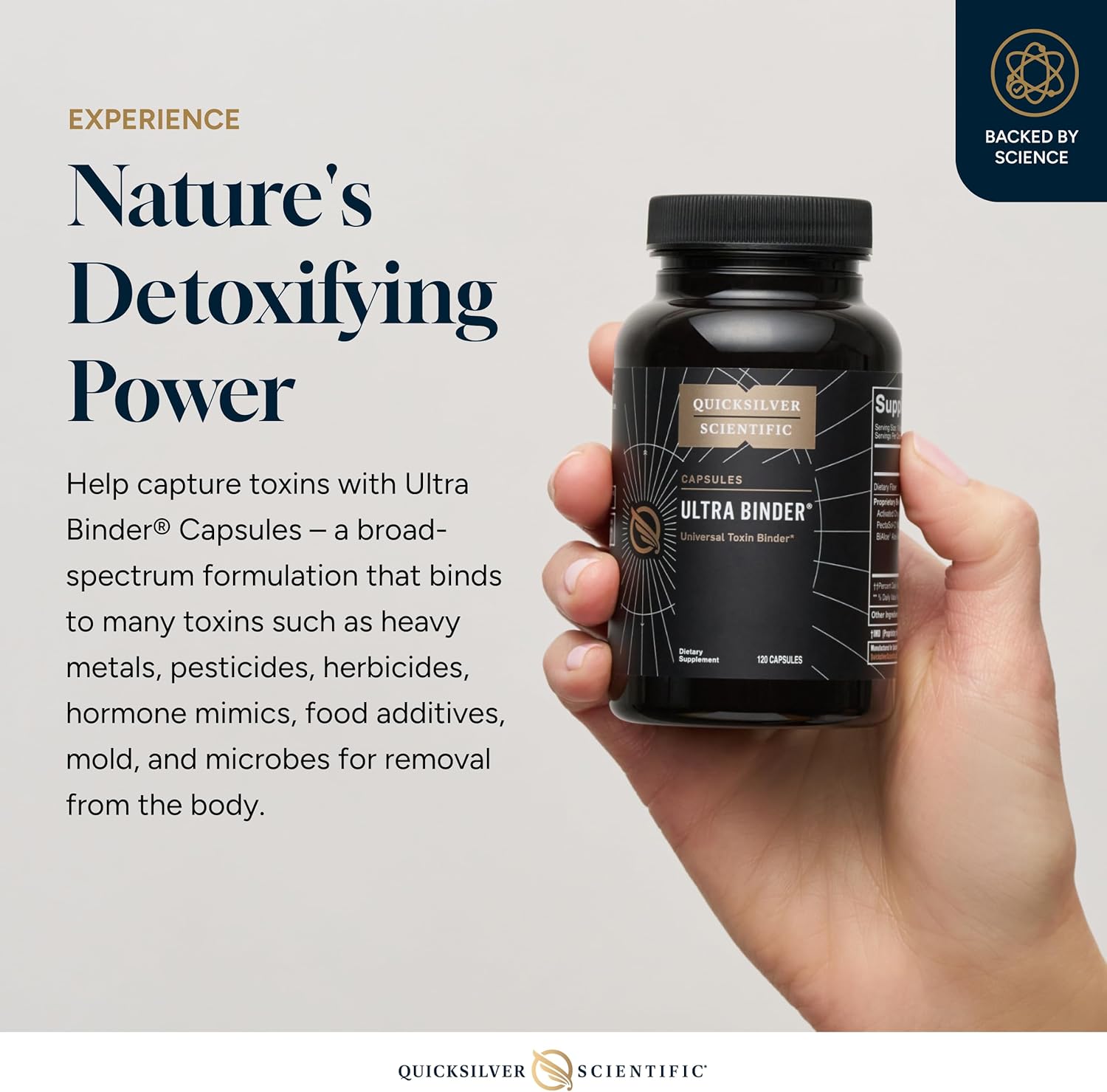 Quicksilver Scientific Ultra Binder - Multi Toxin Binder with Bentonite Clay Powder, Zeolite Detox & Charcoal - Supplement for Gut Support & The Body's Toxin Removal Process (120 Capsules) - Image 3