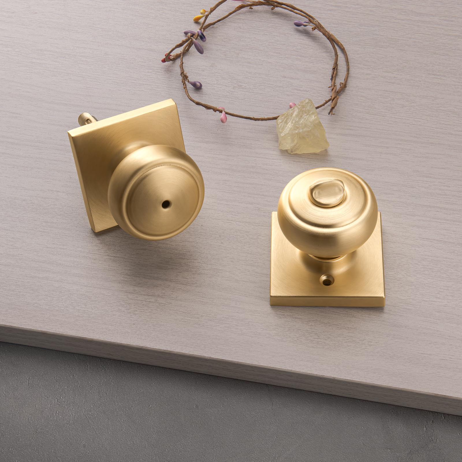 Gold Coastal Door Knobs with Lock - Privacy & Security -5
