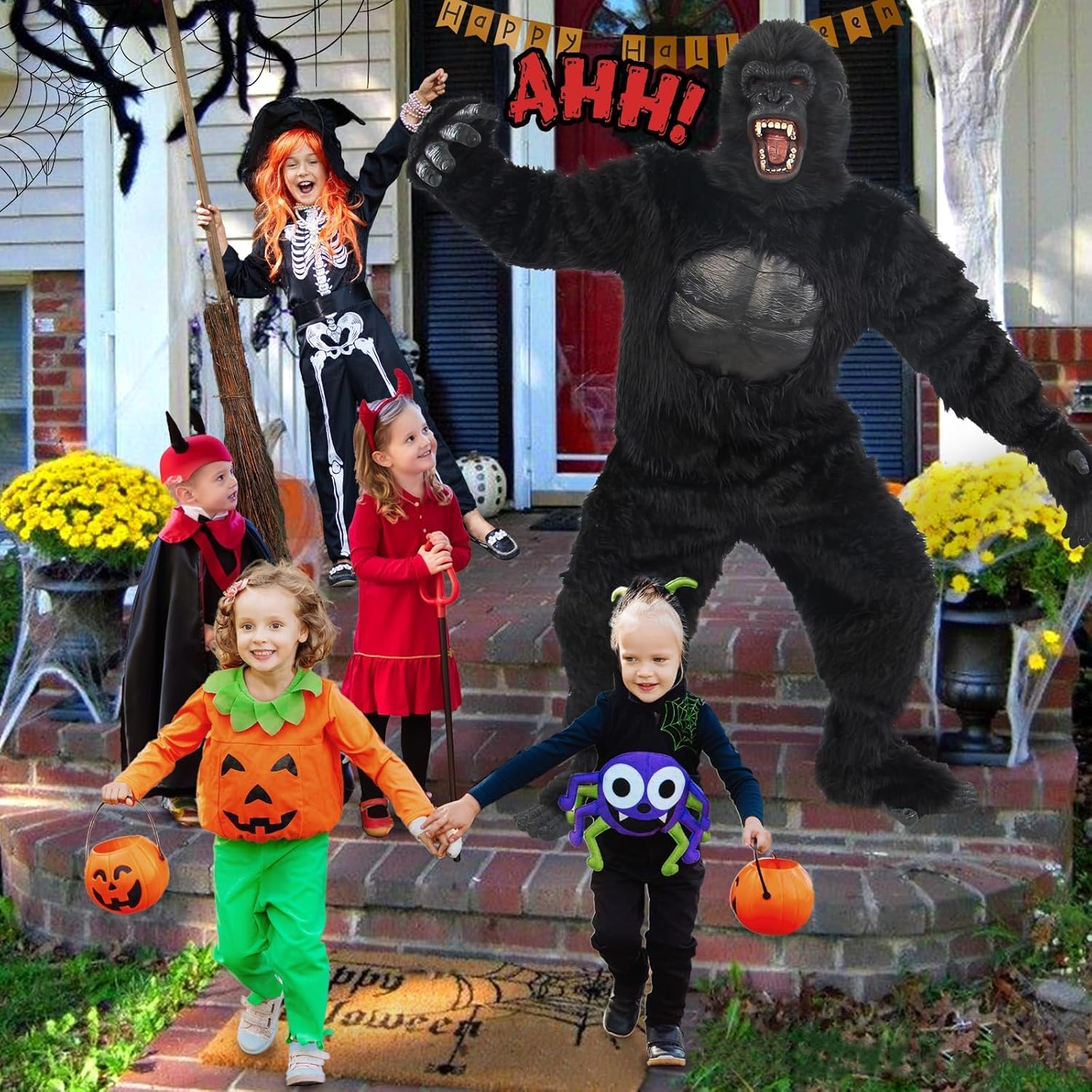 Gorilla Costume Adult Men Ape Suit Full Body Halloween Mens Realistic Plus Size Chimpanzees Costumes Cosplay Outfit - Image 7