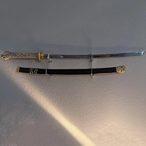 Miniatura 4 de WANLIAN Soporte de espada, gancho de espada, acrílico de dos capas montado en la pared, soporte de exhibición de espada samurái, soporte de mesa de