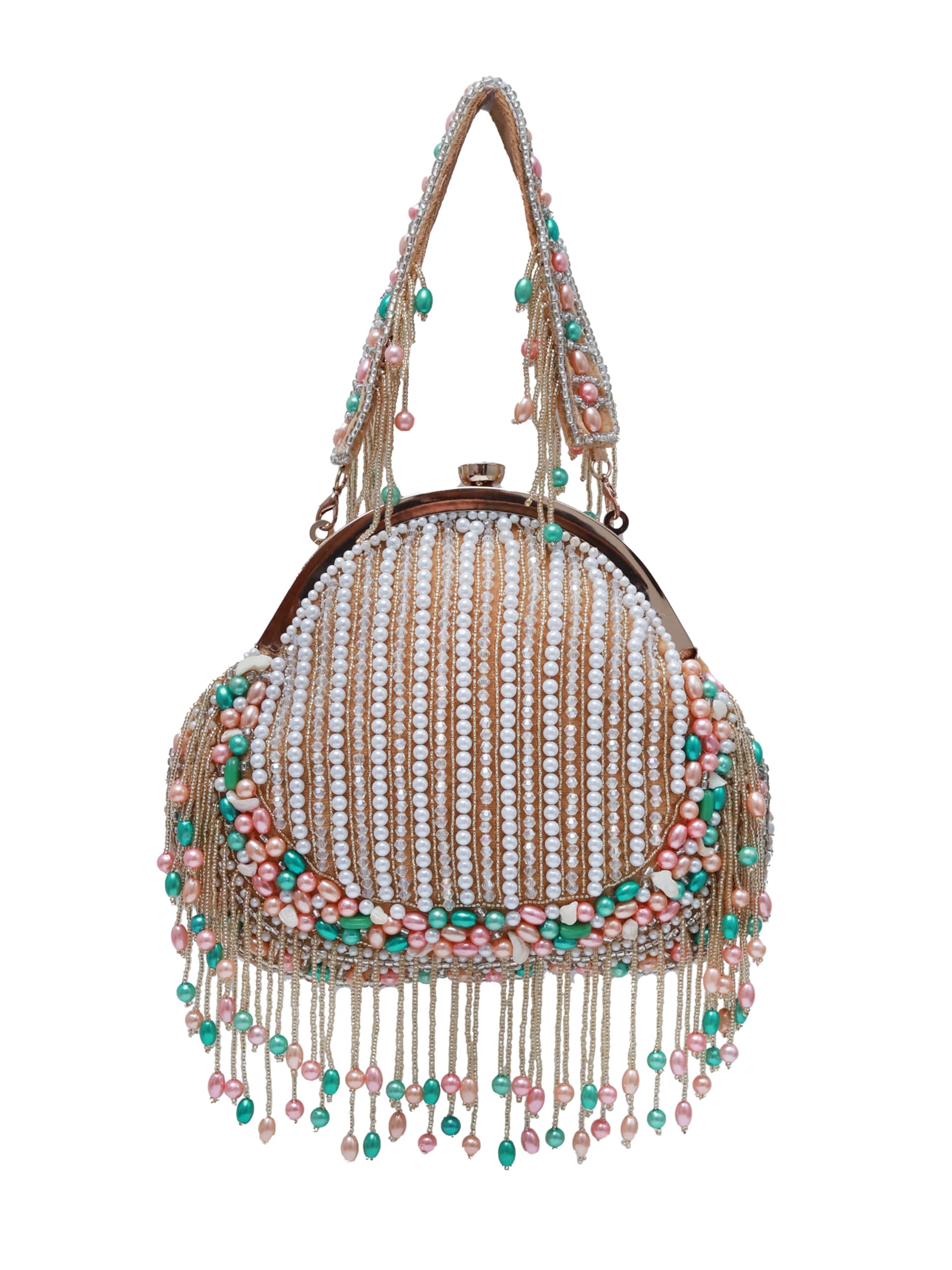 the tan clan Sona Pearl Tasselled Batua Clutch Purses Luxury Evening Handbags with Detachable Handle-picture-51