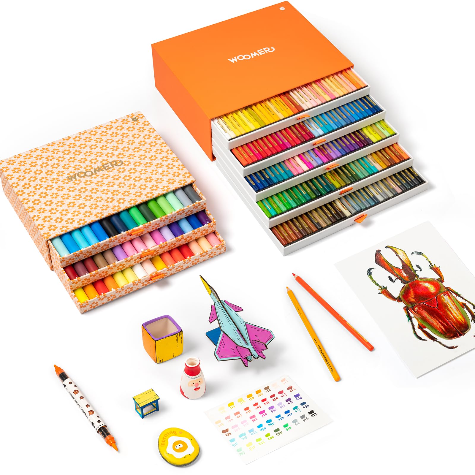 Woomer 150 Colored Pencils Set 45 Dual Tip Direct Liquid Acrylic Markers