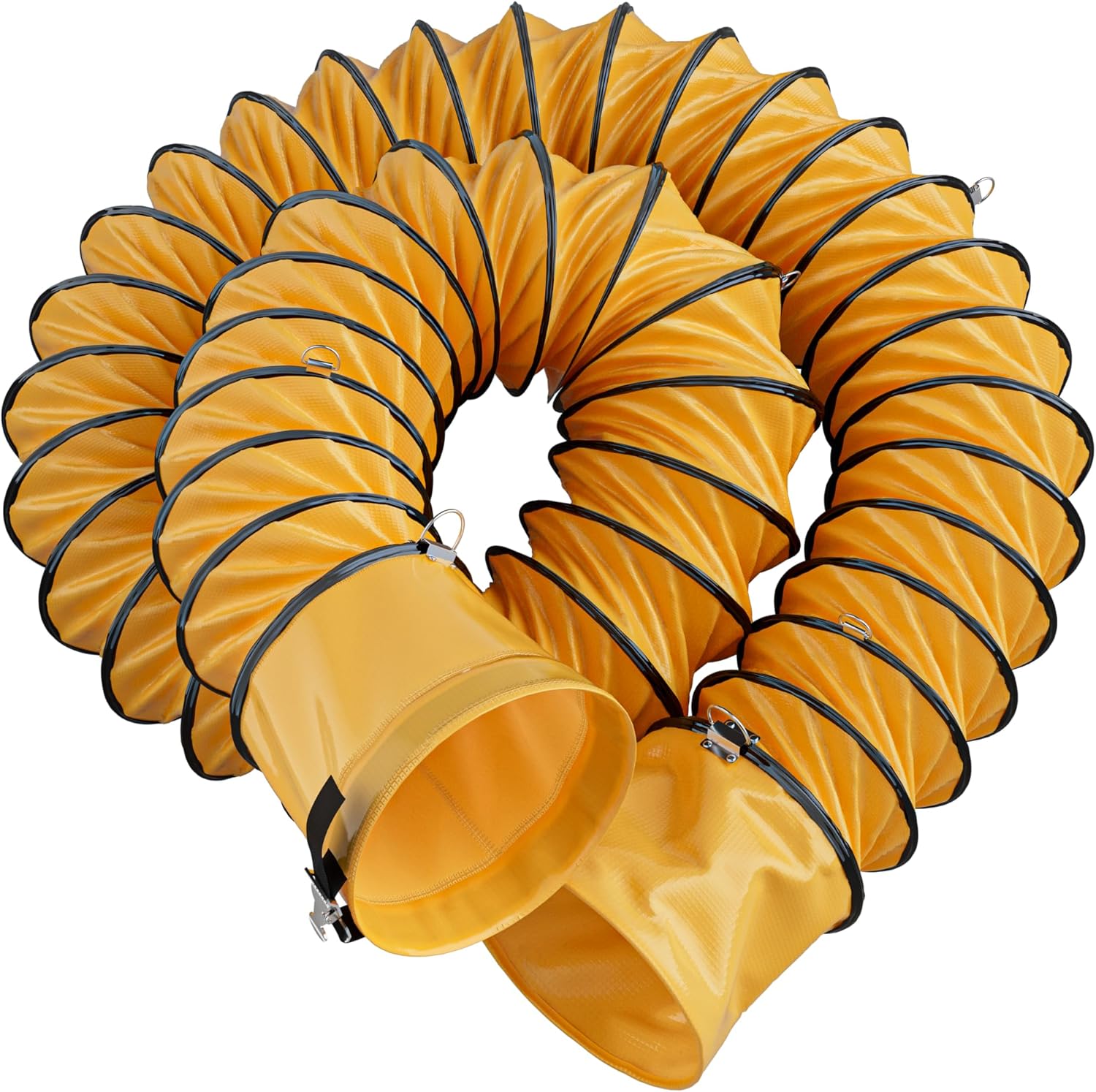 Hon&Guan 8 Inch PVC 25 FT Flexible Duct with Adjustable Rope and D-Shaped Rings, Suitable for Free Hanging and Utility Blower Exhaust Fan Support 8in x 25ft