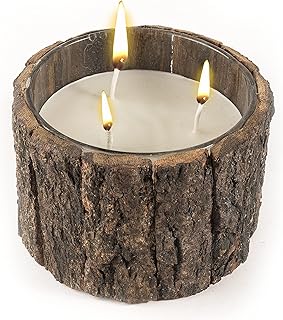 GURU JEEâ„¢ Glass Candle with Wood Bark or Three Wick Scented Candle | Smokeless Premium Soy Wax, Cotton Wick and Premium Glass Jar | Aromatherapy, Home Decor, Luxury Gift | Burn Time Upto 25 Hours
