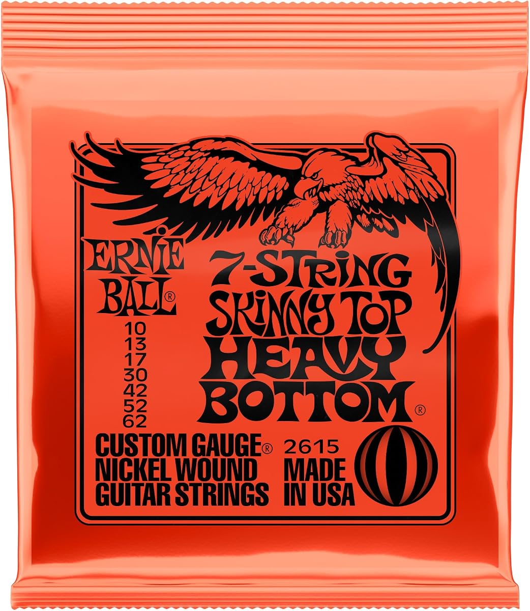 Ernie Ball 7-String Skinny Top Heavy Bottom Slinky Nickel Wound Electric Guitar Strings, 10-62 Gauge (P02615) | 10-62 Gauge, Electric Guitar, P02615