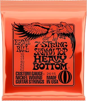 Ernie Ball 7-String Skinny Top Heavy Bottom Slinky Nickel Wound Electric Guitar Strings, 10-62 Gauge P02615 | 10-62 Gauge, Electric Guitar, P02615