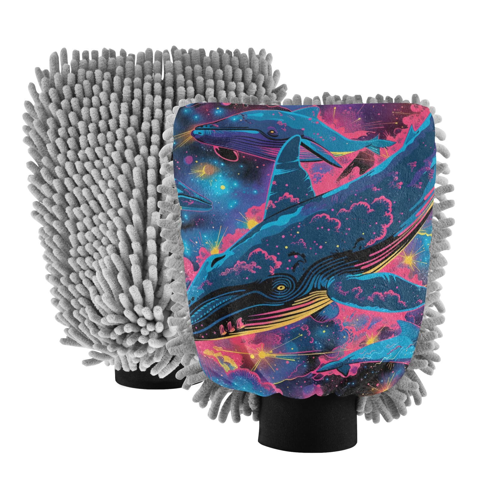 IOACIY Absorbent Microfiber Car Wash Drying Mitts, 2 Pack, Scratch-Free & Lint-Free, Rich Foam, Highly Absorbent, Double Sided, Wash Mitt Perfect for Car Washing, M, Whale (11)