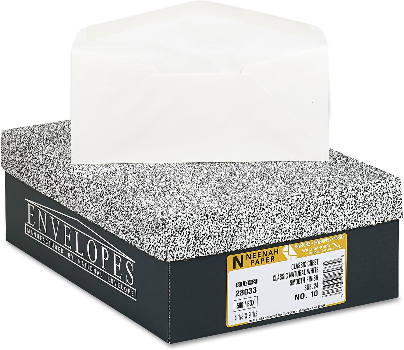 Paper 2803300 Classic Crest #10 Envelope, 4 1/8 x 9 1/2, Natural White, 500/Box