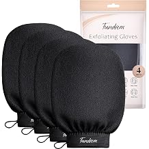 Exfoliating Gloves, Exfoliating Body Scrubber for Bath Shower Exfoliation, Body Scrub Exfoliator Loofah Sponge for Dead Skin Remover 4pcs Black