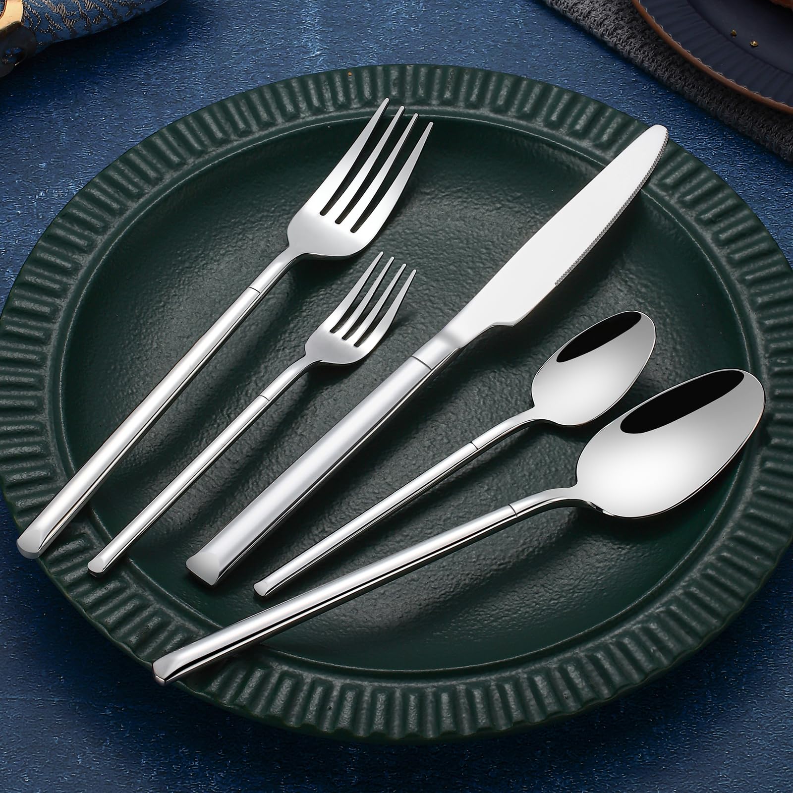 Silverware Set for 8, 18/10 Heavy Duty Stainless Steel Flatware Set, Prendcyx 40 Piece Premium Cutlery Sets including Spoons and Forks Set, Dishwasher Safe — Amazon image 8