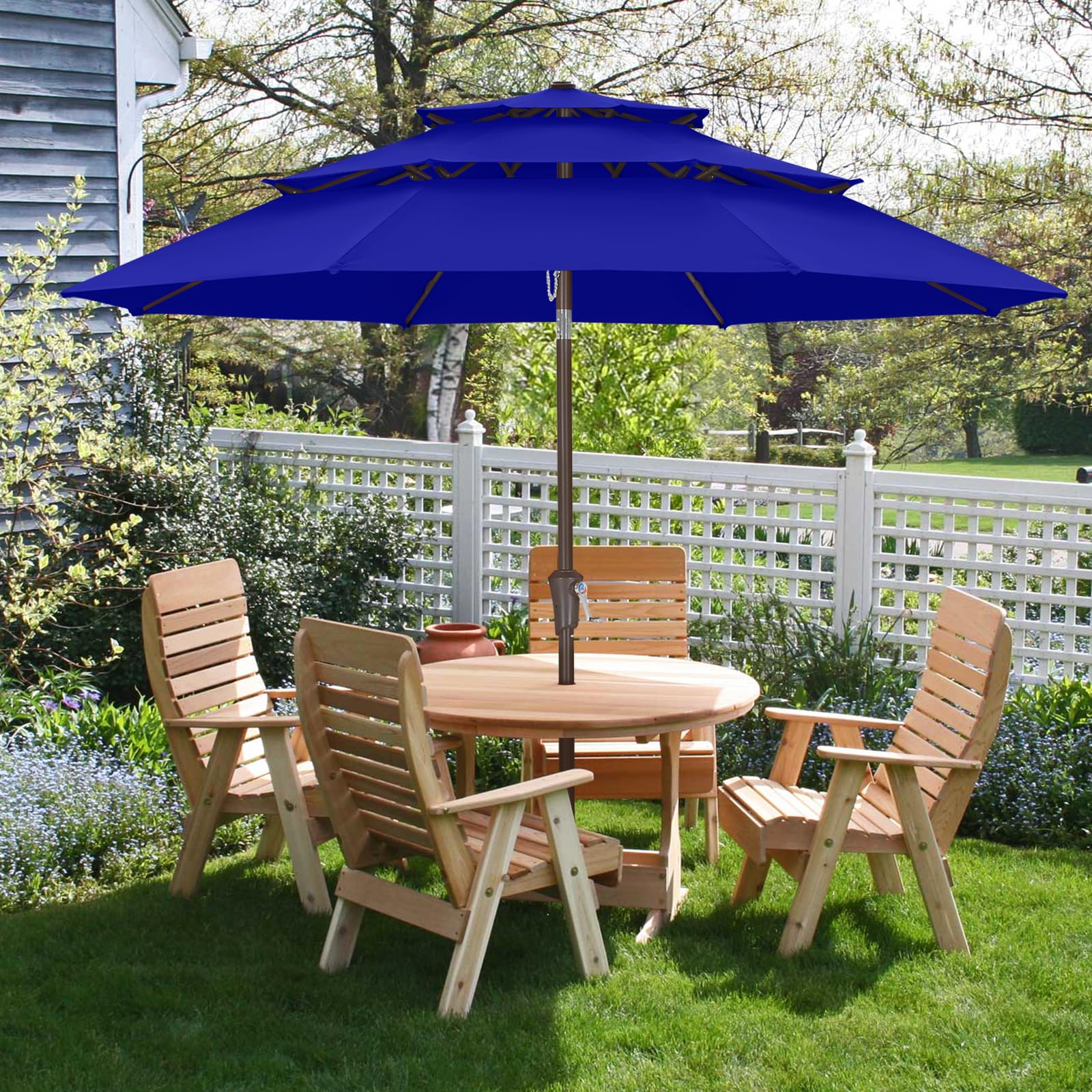ABCCANOPY 11FT 3-Tier Patio Outdoor Market Umbrella, Blue