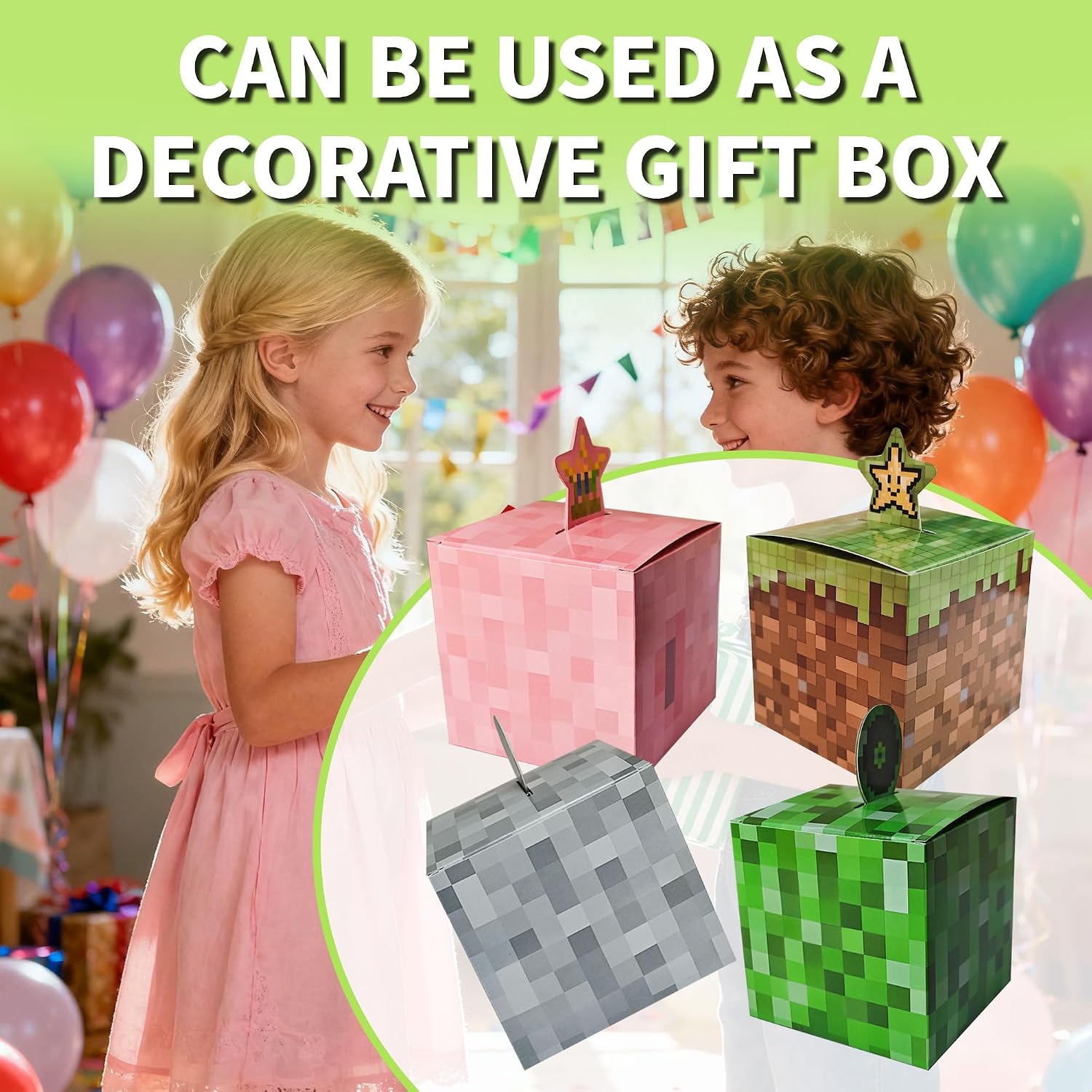 12-Pack Pixel Block Party Favor Boxes–Kids Birthday Goodie Boxes,Candy Boxes and Party Decorations for Boys and Girls (12PCS) image 5