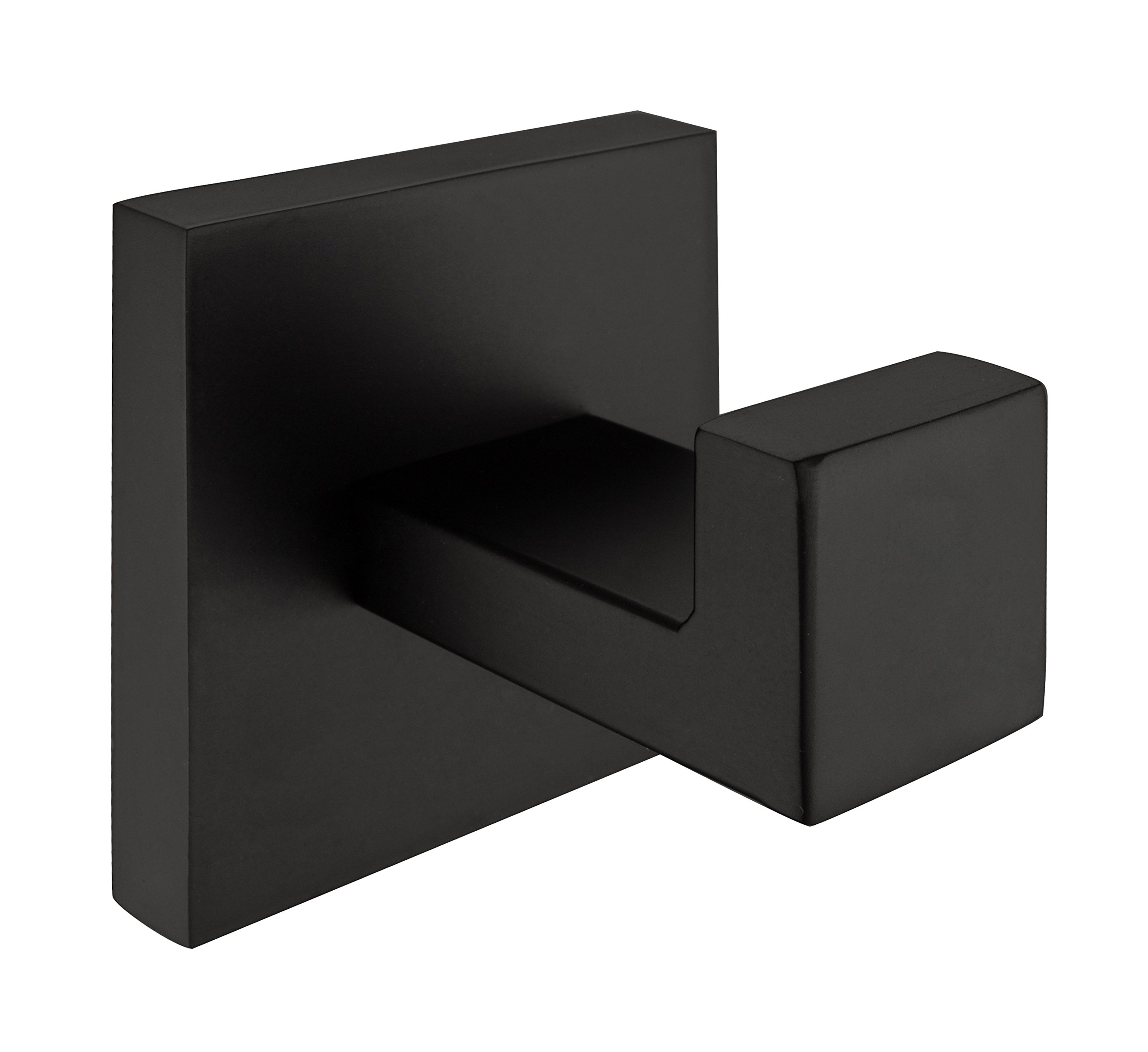 YUTU Q71 Modern Polished Black Matte/Chrome Stainless Steel Square Coat Hook/Clothes Hook (Black Matte)