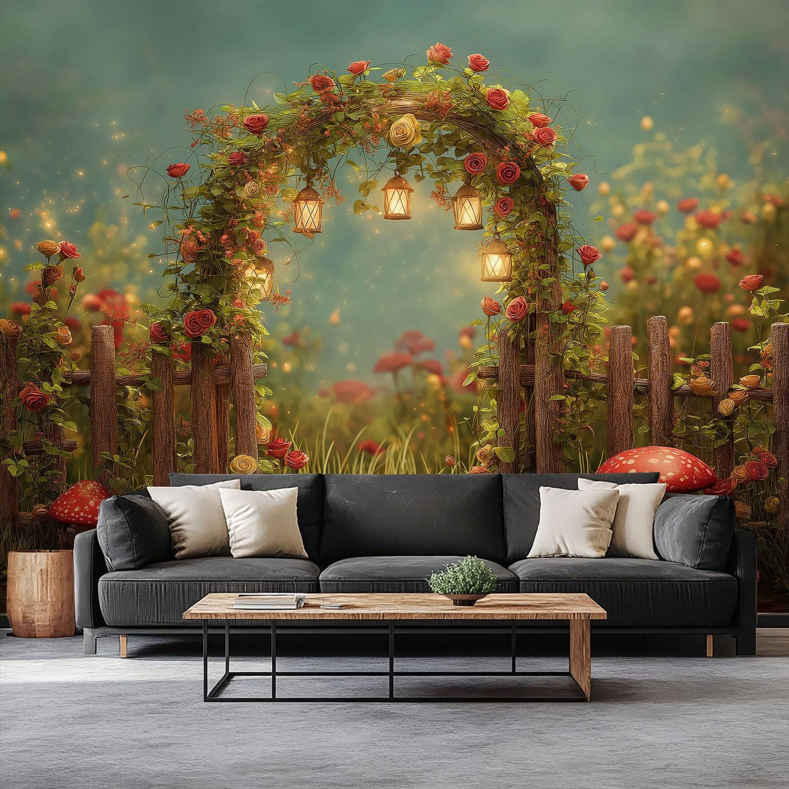 Zjawiskowa fototapeta z motywem rośliny ogrodowej, łuk, 250 x 175 cm, włóknina, wysokiej jakości, mural, ciemnozielony, sypialnia, jadalnia, kuchnia, salon, plakat dekoracyjny
