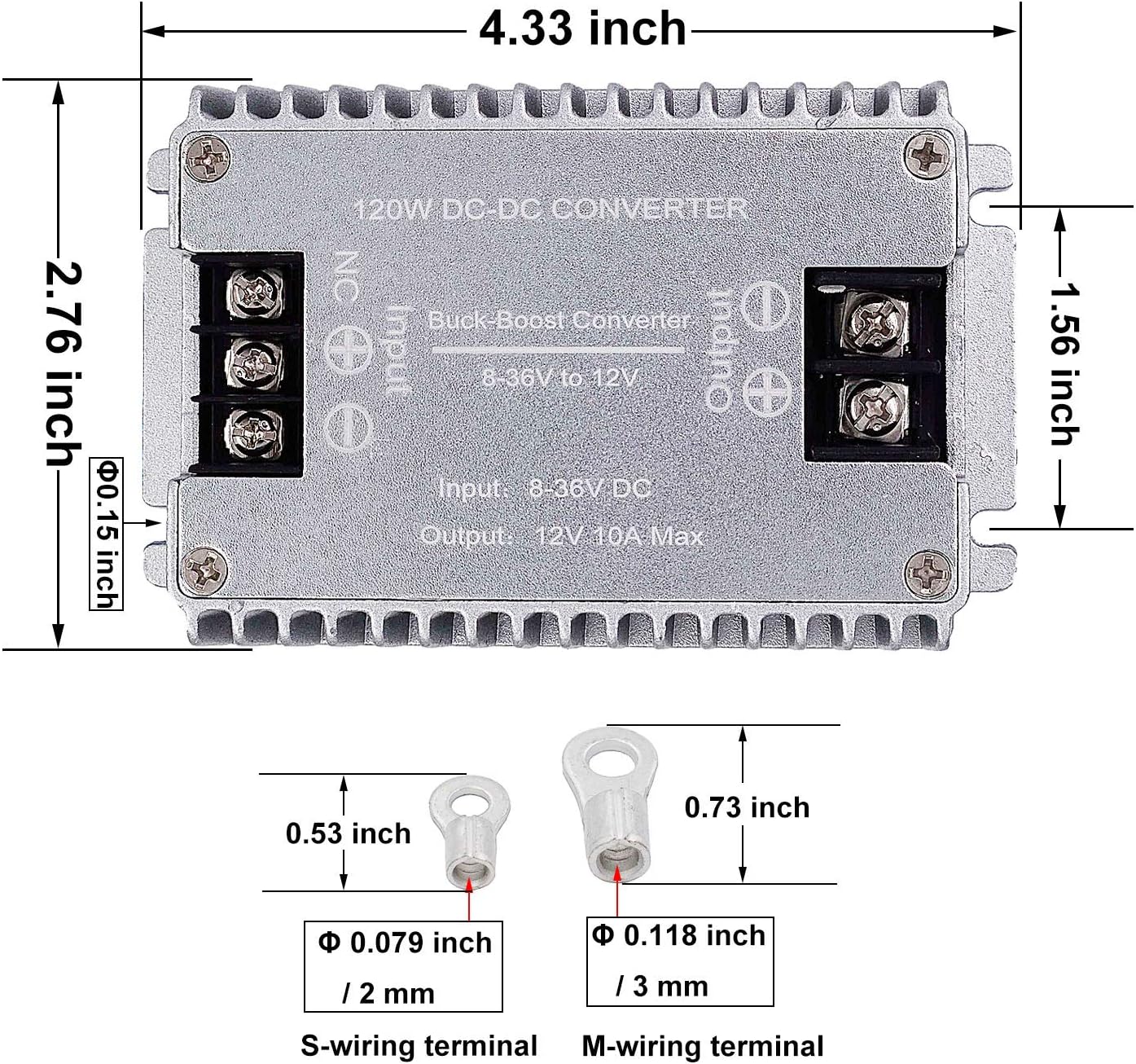 DC to DC High Efficiency Voltage Converter 8-36V to 12V 10A 120W Buck-Boost Converter DIY Power Supply Step-Down/Up Transformer