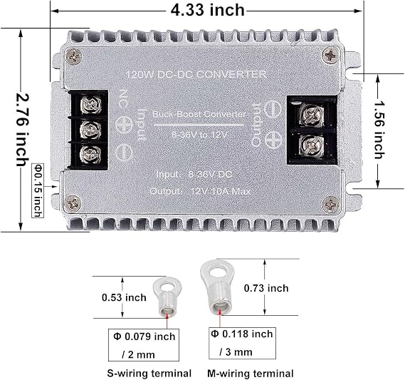 DC to DC High Efficiency Voltage Converter 8-36V to 12V 10A 120W Buck-Boost Converter DIY Power Supply Step-Down/Up Transformer