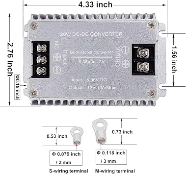 DC to DC High Efficiency Voltage Converter 8-36V to 12V 10A 120W Buck-Boost Converter DIY Power Supply Step-Down/Up Transformer