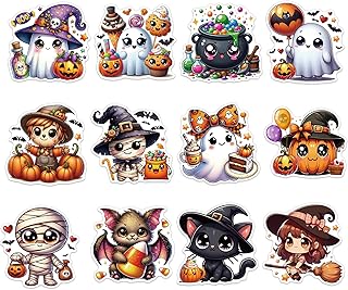 Halloween Refrigerator Magnets Set - 12 Pcs Ghost Pumpkin Fridge Magnets Halloween Bats Witch Black Cat Magnetic Fridge Stickers Magnetic for Holiday Home Office Kitchen Car Locker Decor