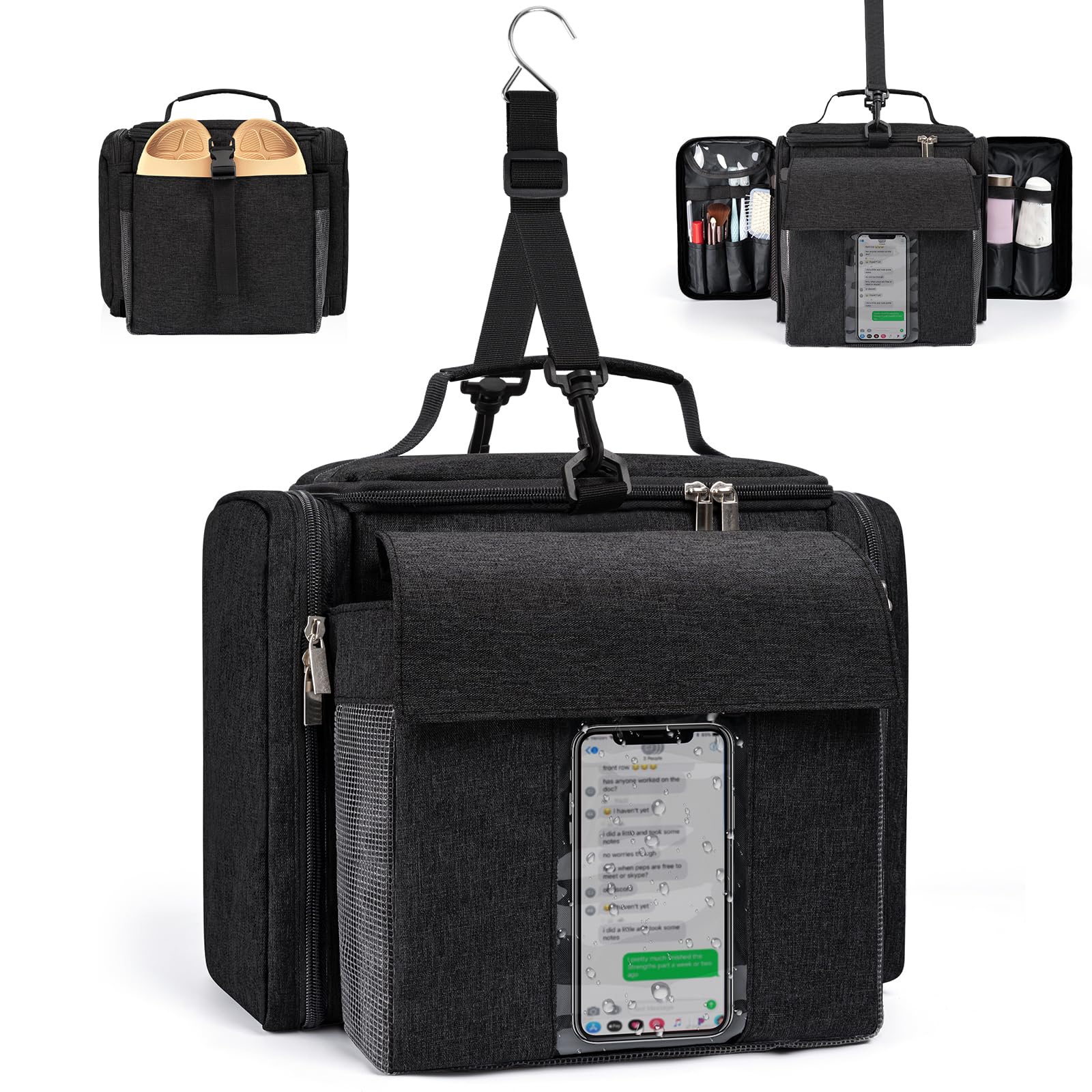 Aleemin Large Capacity Shower Caddy Tote Bag,Portable Shower Caddy for College Dorm Travel,Gym, Camp,Separate Compartment, Large Capacity,Hanging Travel Toiletry Bag for Men,Women,College-student