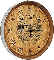 Vista 1 de PERSONALIZED Wine Barrel Top Clock Old Winery Hacienda Design - Central Coast Creations - Wine Barrel Furniture
