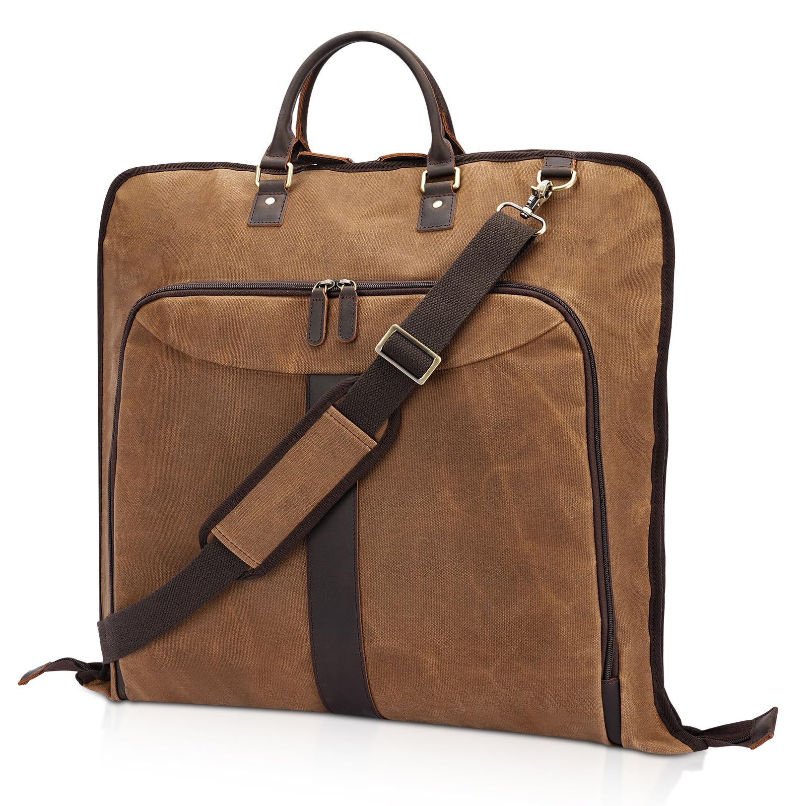 Polare Waxed Canvas Full Grain Leather Trim Garment Carry On Bag for Travel Foldable Hanging Suitcase Weekender Dust-Proof