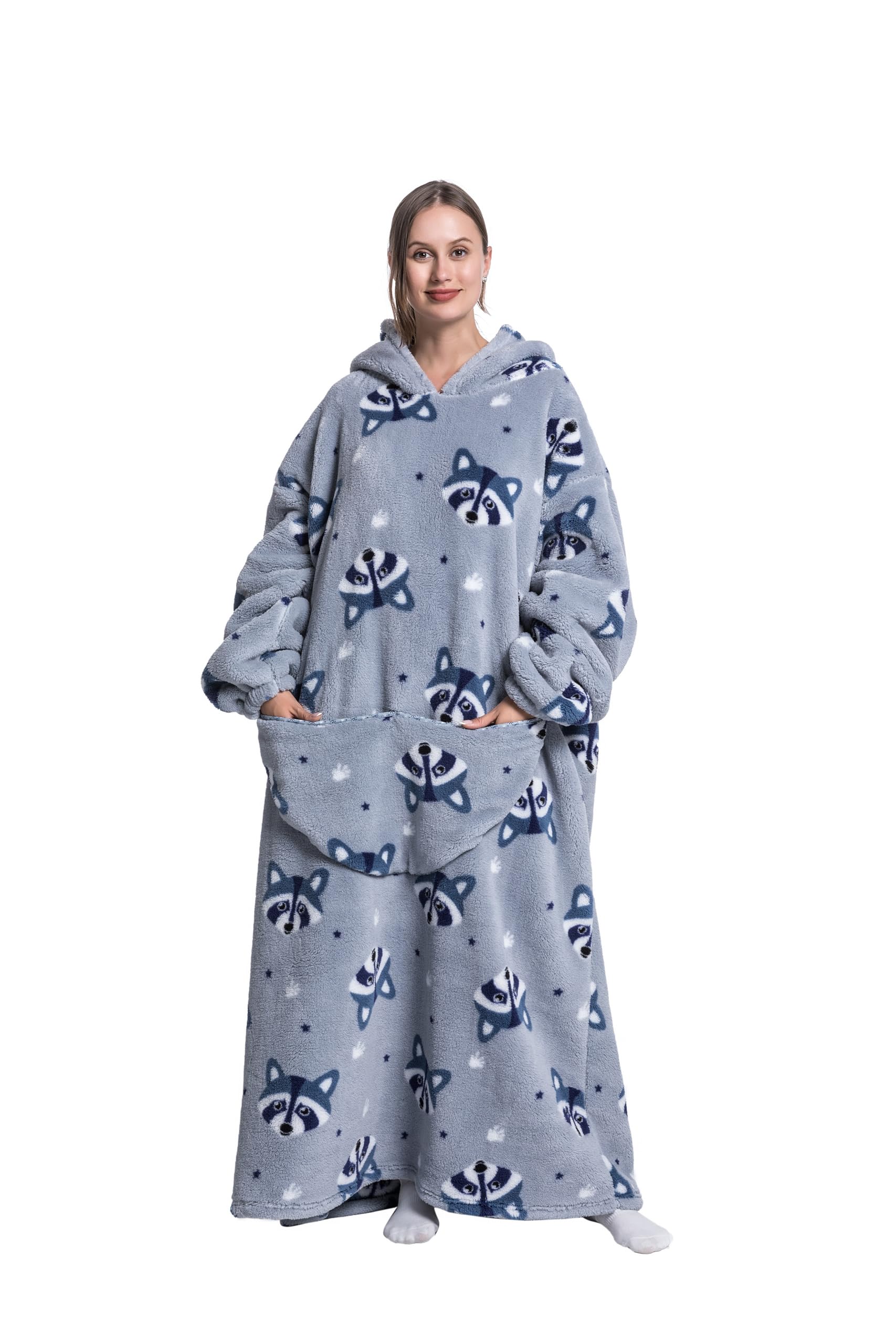 Blanket Hoodie, Long Hooded Blanket Sweatshirt as Birthday Gifts for Women Men, Long Wearable Blanket for Men Women
