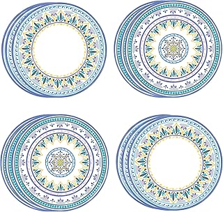 Talking Tables Moroccan Geometric Yellow & Blue Paper Plates | Bold Colourful Disposable Party Tableware for Summer, Birthday, Recyclable - 20 Pack