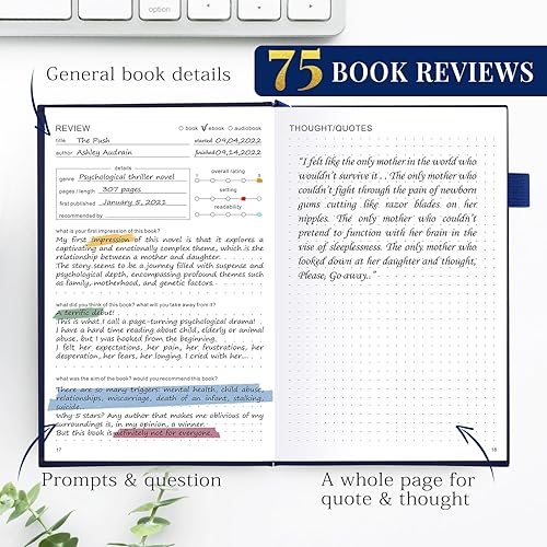 Miniatura 10 de JUBTIC Diario de lectura, diario de lectura para revisar y seguir tu progreso de lectura, accesorios de libro de regalo para amantes de los libros y