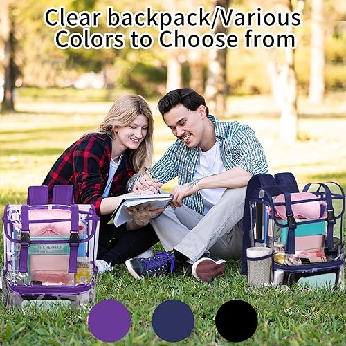 Miniatura 6 de Mochilas transparentes, Estilo2púrpura, Mochila transparente grande resistente Pvc Bolsa transparente