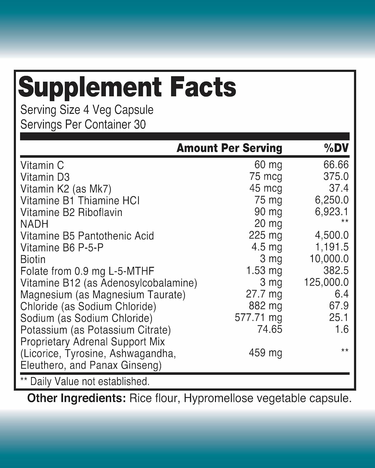Elevate Mix;Low Blood Pressure,POTS,Hypotention, Electrolyte and Adrenal Support. 120 Capsules, Vegan, Non GMO, No Artificial fillers or Stearate additives. - Image 2