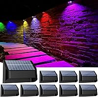 Vista 1 de Luces solares para valla, luces de valla de blanco cálido y RGB para exteriores, luces de paso al aire libre, iluminación solar LED impermeable