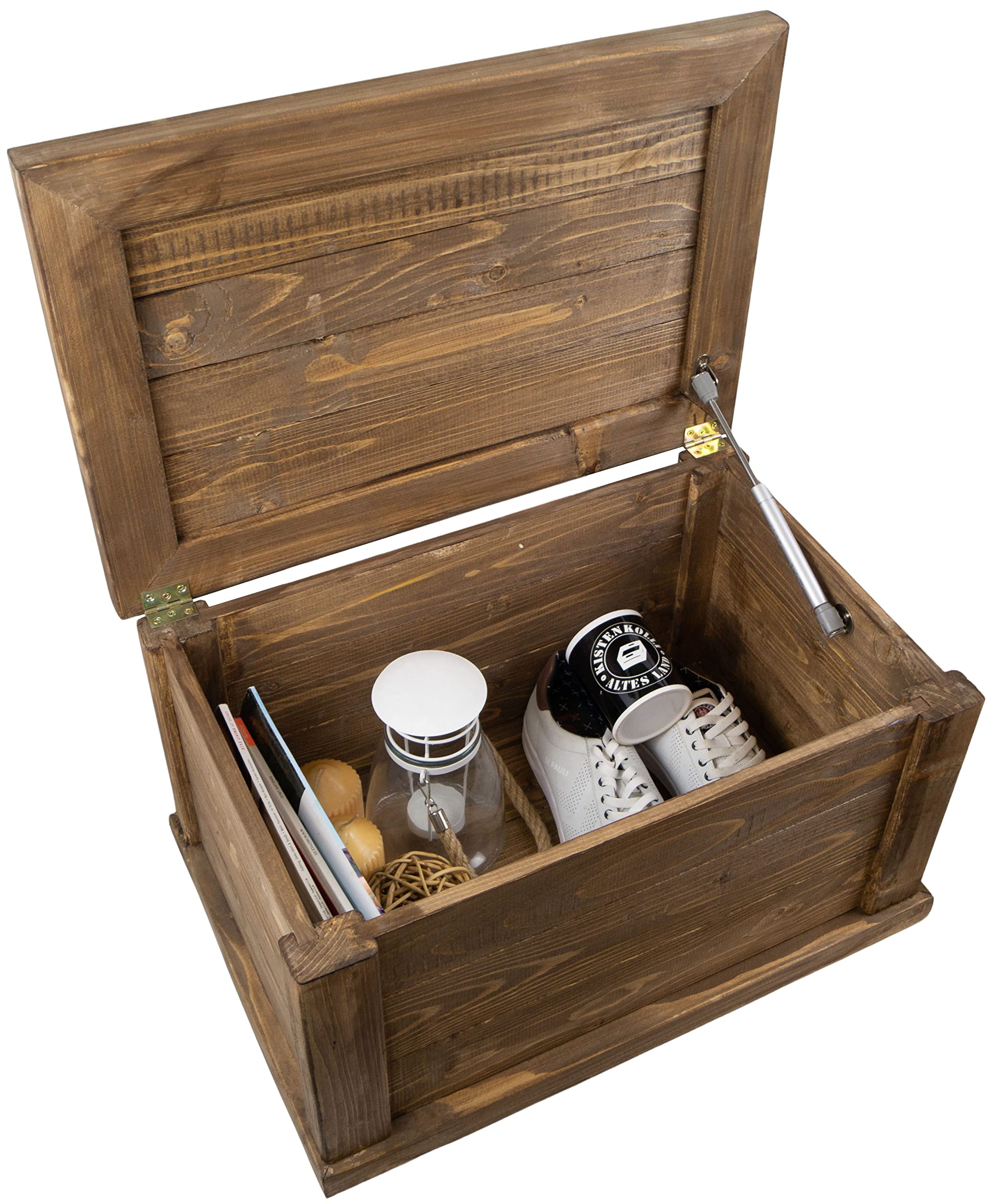 Kistenkolli Altes Land Massive Holztruhe mit Deckel und Schließzylinder Aufbewahrungsbox Hochzeitskiste Holz Truhe groß Maße 60x40x34cm Art: UK (braun)