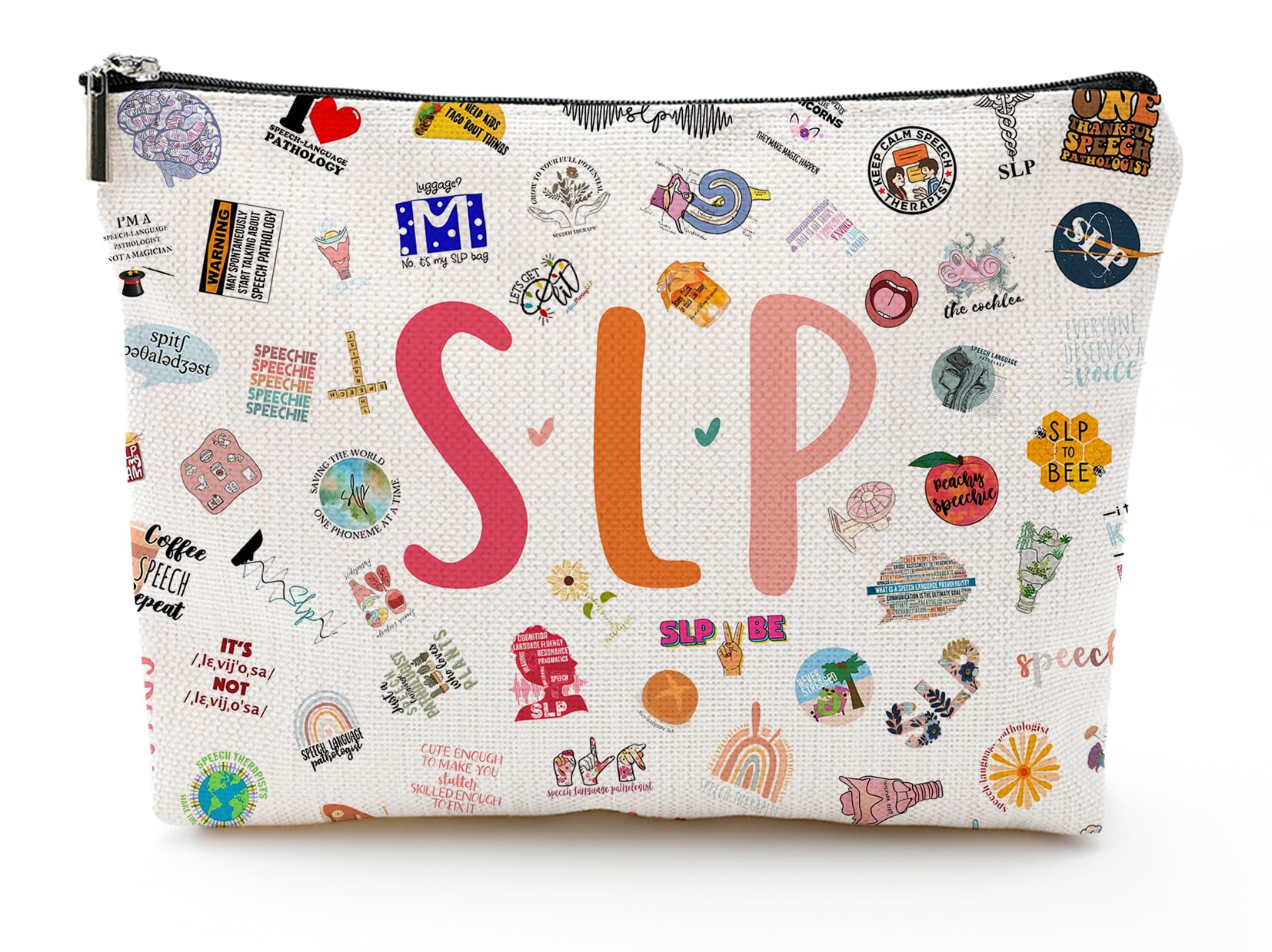 SLP Makeup Bag - Speech Pathology Gift, Cosmetic Bag for Birthday, Christmas & Thanksgiving