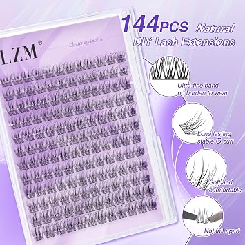 LZM Wispy Cluster Lashes - 144Pcs Lash Clusters 10-13mm Individual Eyelashes C Curl Cluster Lashes Natural Lashes Thin Band Individual Lashes Eyelash Clusters (YW-C)