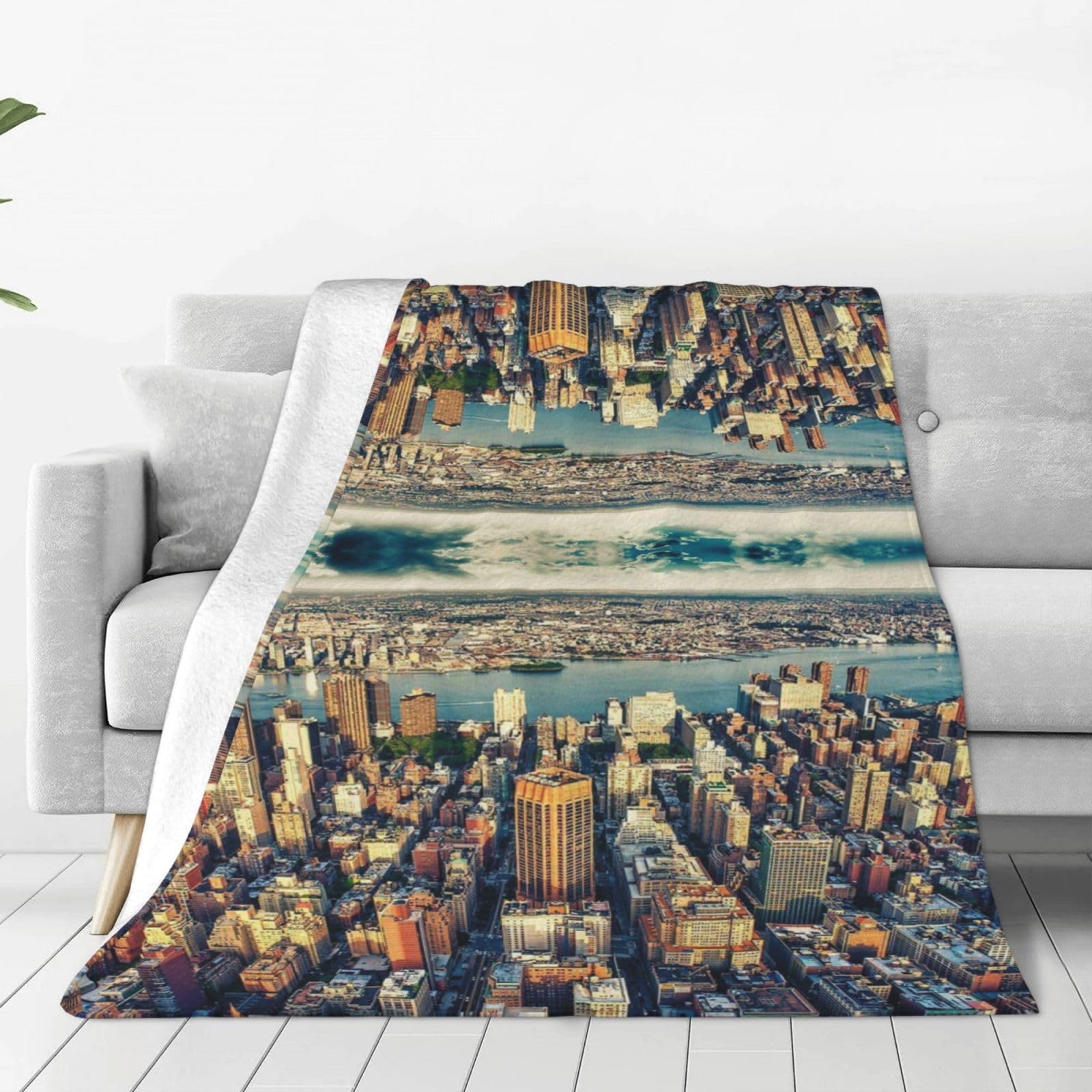 Couverture polaire New York Manhattan en flanelle douce pour lit et canapé 152x127 cm