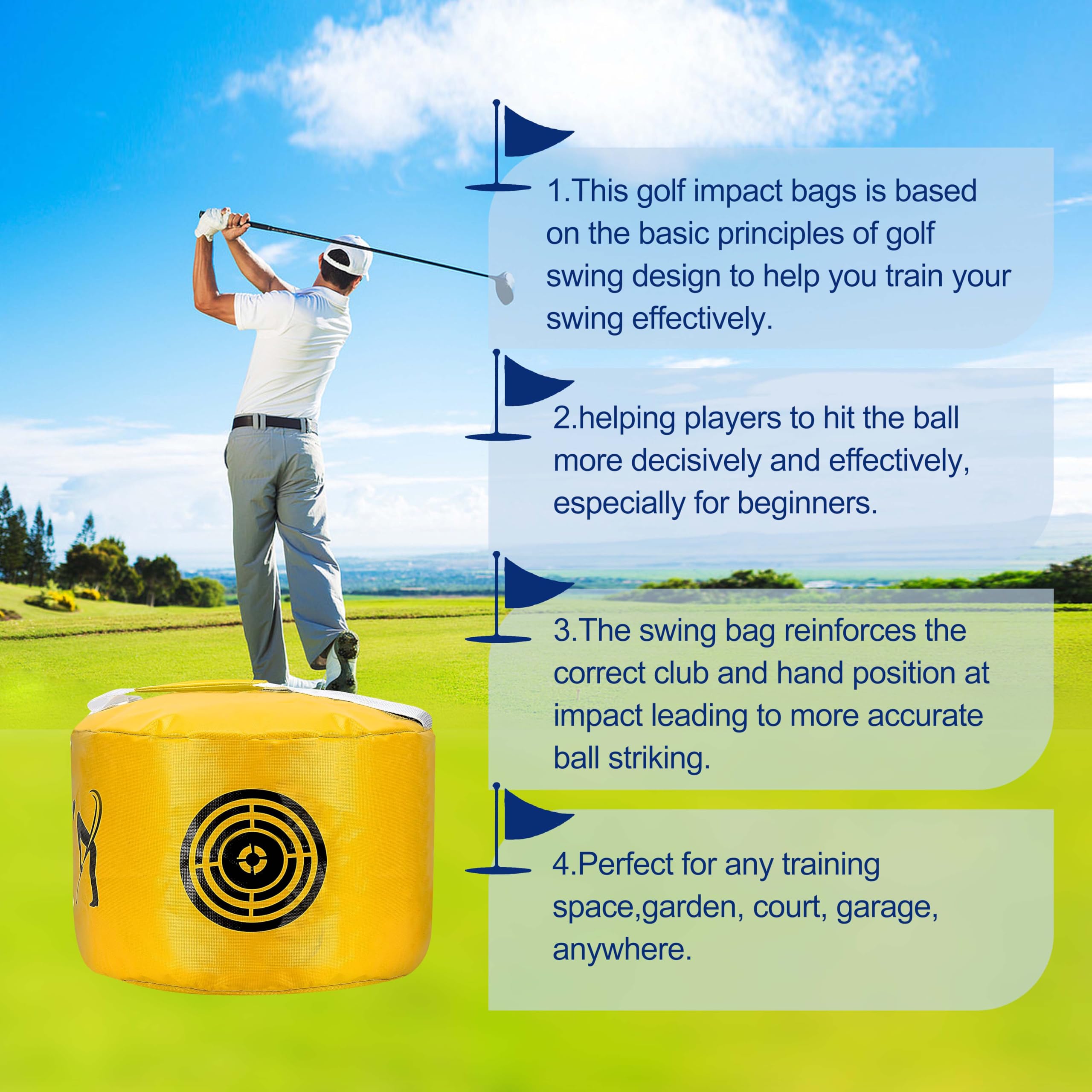 Bolsa de impacto de golf, bolsa de golpeo, bolsa de golpe de golf, bolsa de impacto de golf, bolsa de entrenamiento de swing, ayuda a prueba de agua, duradera