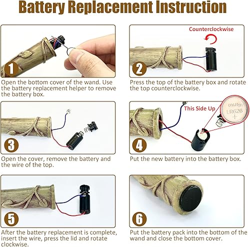 Miniatura 2 de Napto Varita de mago iluminada, varita mágica de brujas para cosplay, accesorios de cosplay de brujería con collar, fiesta de cumpleaños (formable)