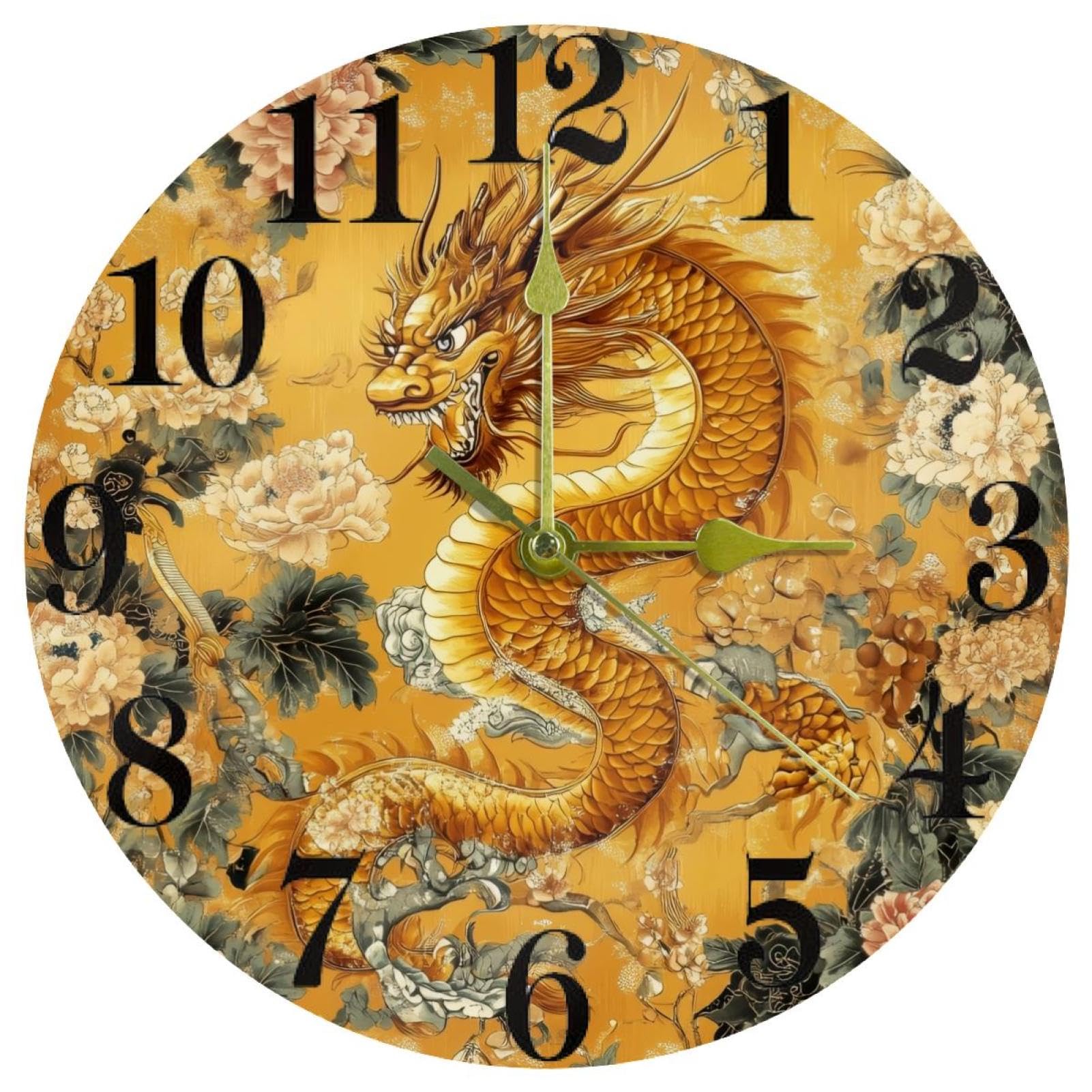 Horloge dragon pour cuisine et bureau décoration murale ronde
