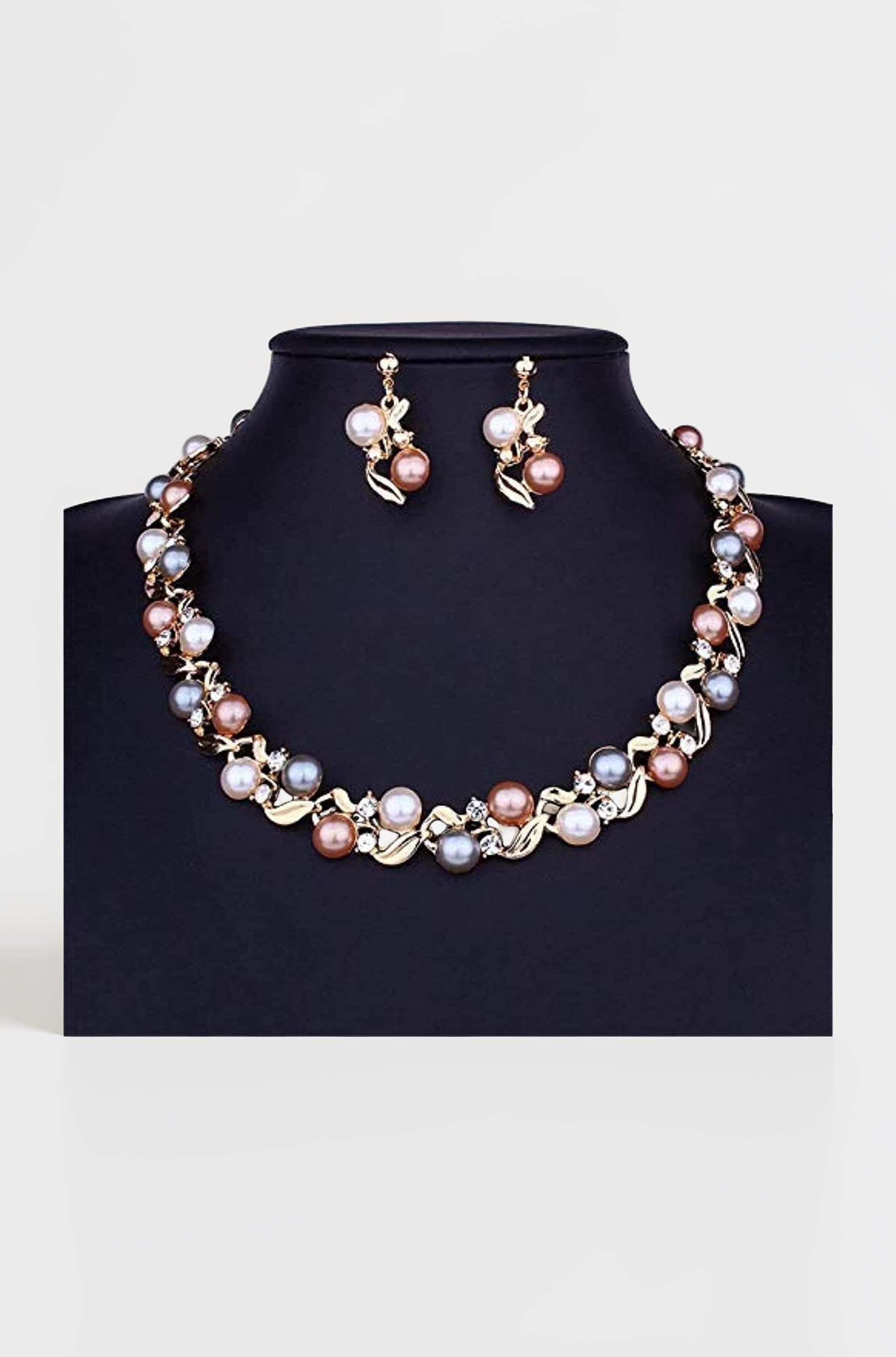 Gifts Stylish Latest Traditional Gold Plated Pearl Choker Jwell Necklace Jewellery Set with Earrings for Girls and Women (Multi-Colour)