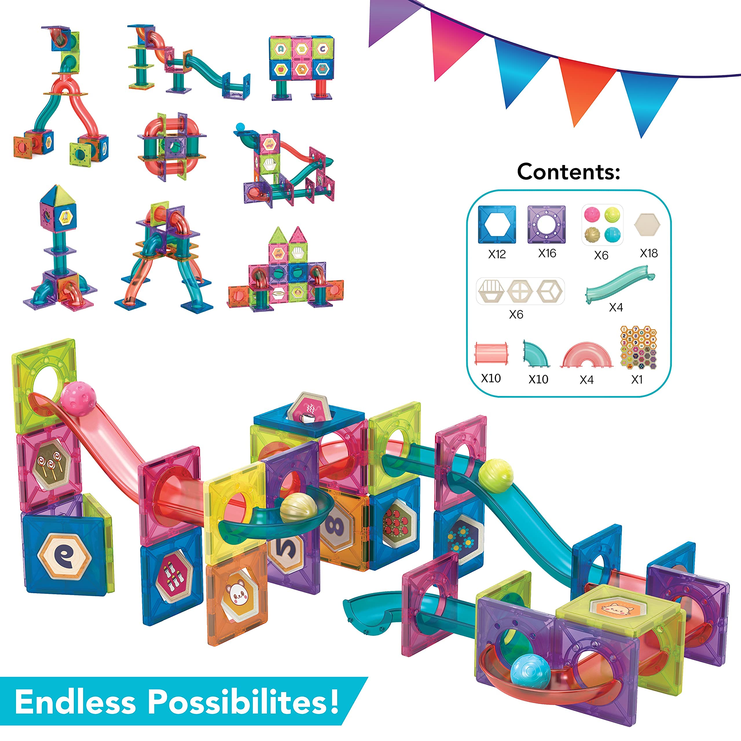 Marble Run for Kids Ages 38 Years Old 3D Building Tiles for