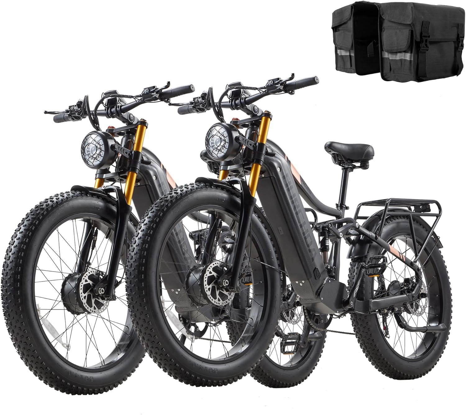 DAMSON 2 Pcs Dual Motors AWD Electric Bike for Adults 5000w/3000W/1500W Motor Dirt Ebike 40MPH/30MPH 52V/48V 30Ah/20Ah Battery Up to 90 Miles Long Range 26" Fat Tire Bicycle for Commute Mountains
