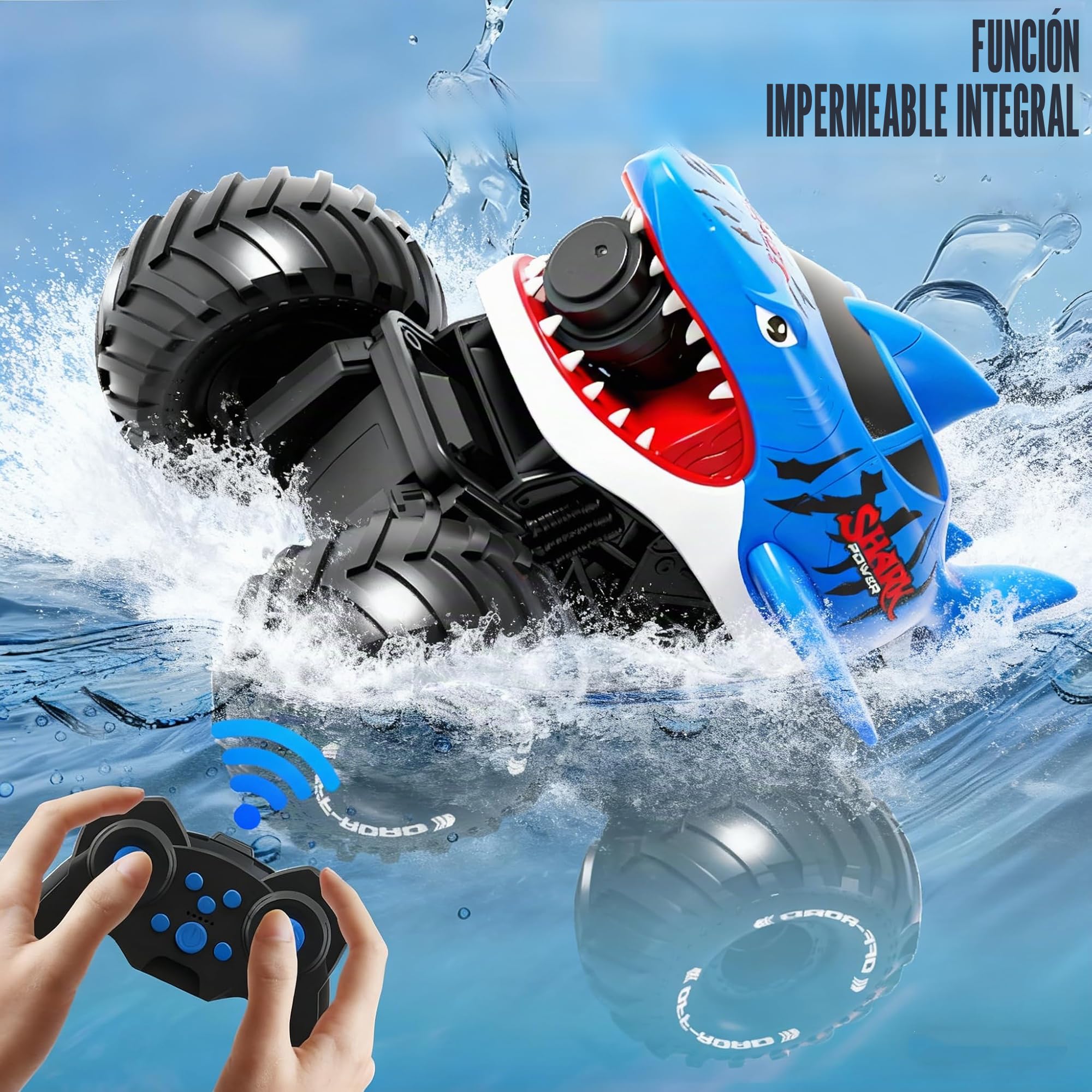Coche Teledirigido Anfibio, 4WD 360 ° Rotación 2.4GHz RC Coche Radiocontrol con Agua Aerosol, Coche Teledirigido de Control Remoto Recargable Juguete Niños de Niños 6-12 Años