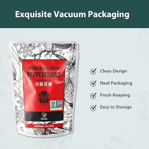 Vista 16 de Soeos Sichuan Peppercorns, 8 onzas (8.01 oz), auténtica pimienta roja Szechuan, efecto adormecedor y hormigueo, menos semillas, sabor fuerte